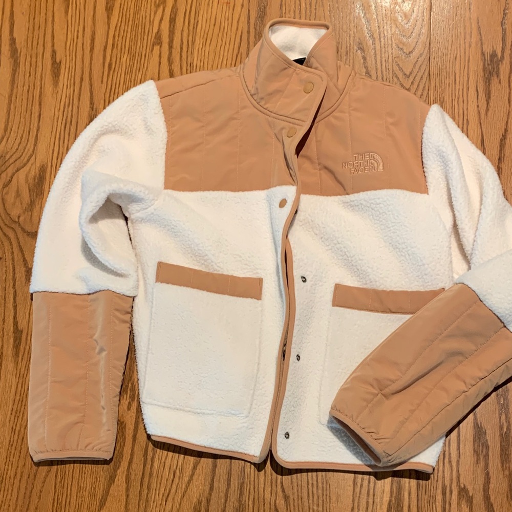 The North Face Women's Cream and Tan Teddy Jacket